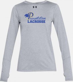 Womens Under Armour Locker L/S Shirt, True Grey Heather